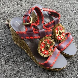 Marc by Marc Jacobs Red Braided Wedge Sandals